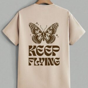 Beige solid printed tshirt