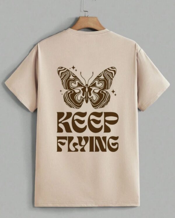 Beige solid printed tshirt