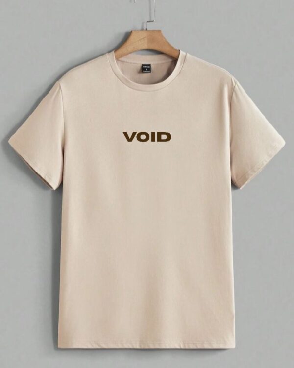 Beige solid printed tshirt - Image 2